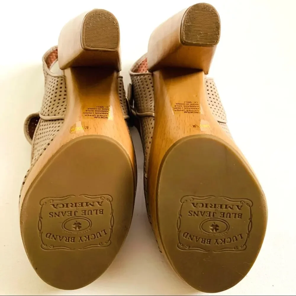 Lucky Brand Heels Sandals Shoes Meli Open Toe Leather Platform Sandals Size 8.5